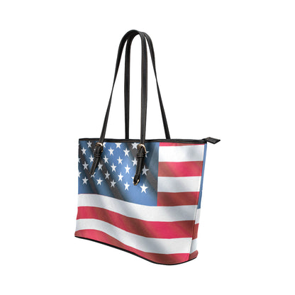 American flag Classic Leather Tote Bag