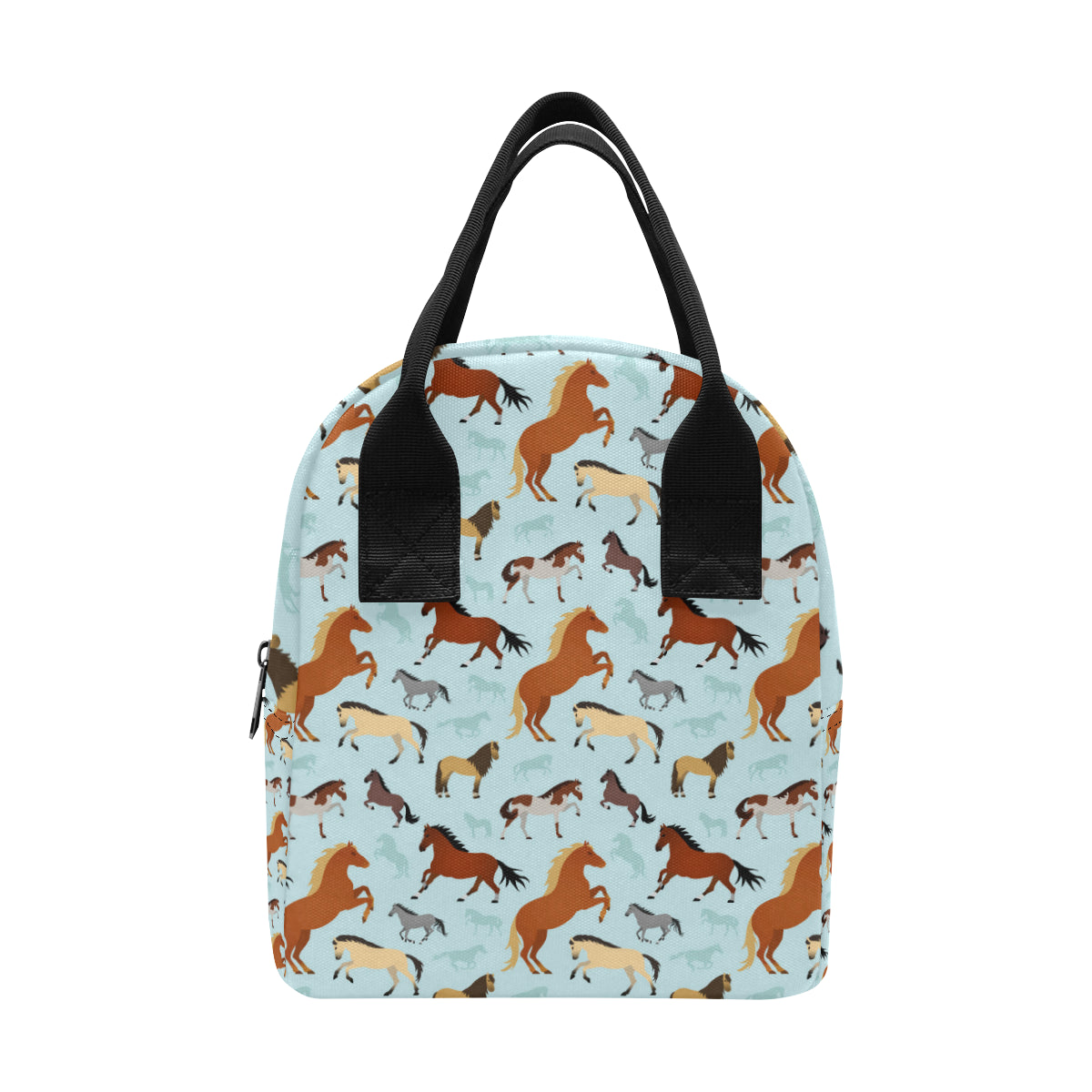 Horse Cute Themed Pattern Print Insulated Lunch Bag