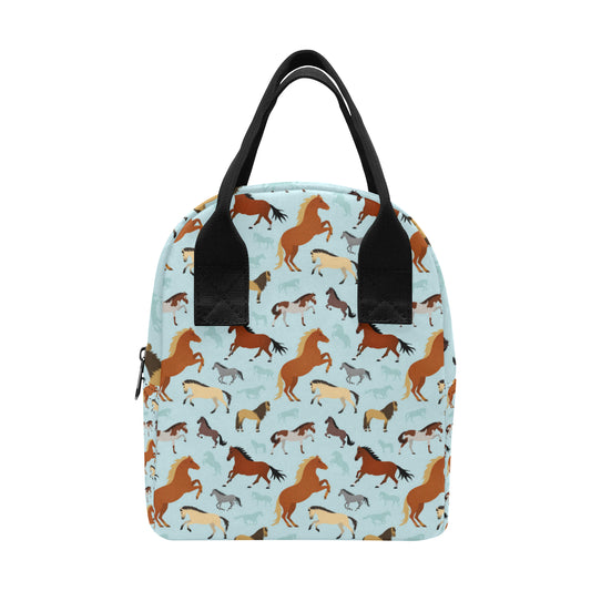 Horse Cute Themed Pattern Print Insulated Lunch Bag