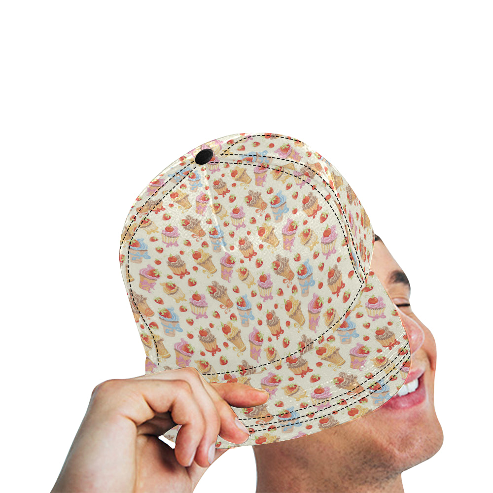 Cupcakes Strawberry Cherry Print Snapback Cap