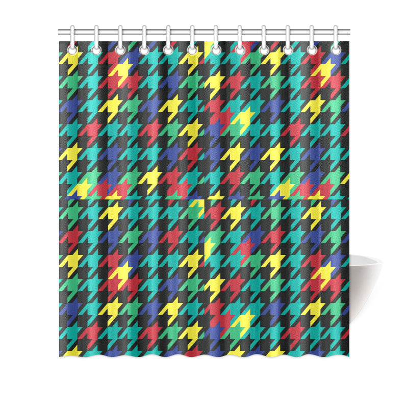 Houndstooth Colorful Pattern Print Design 02 Shower Curtain