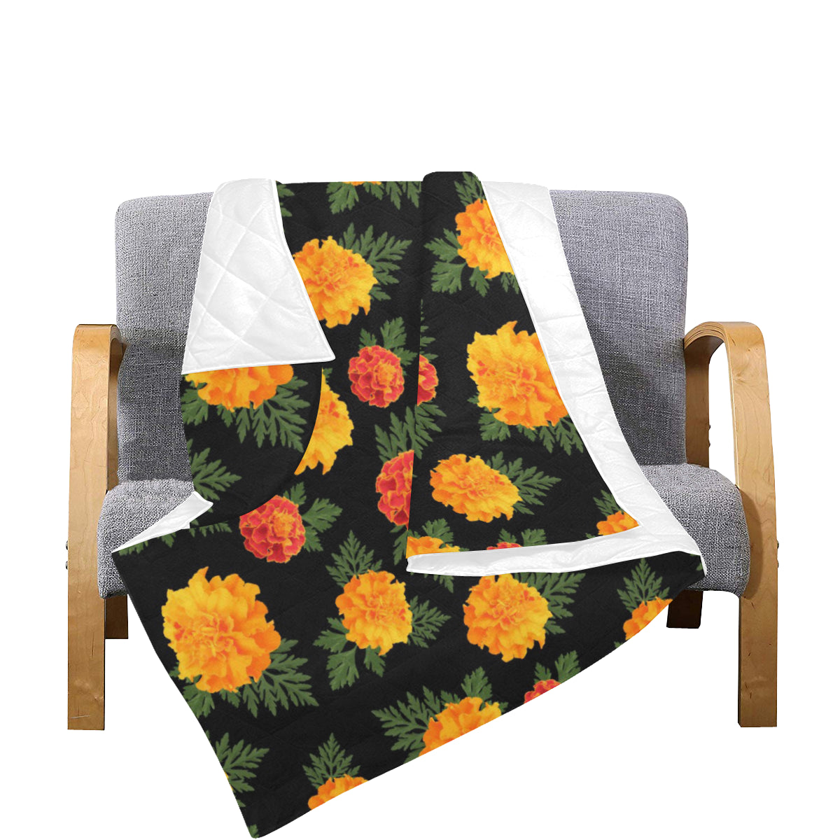Marigold Pattern Print Design MR05 Premium Quilt