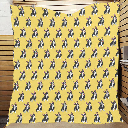 Boston Terrier Pattern Print Design 06 Premium Quilt
