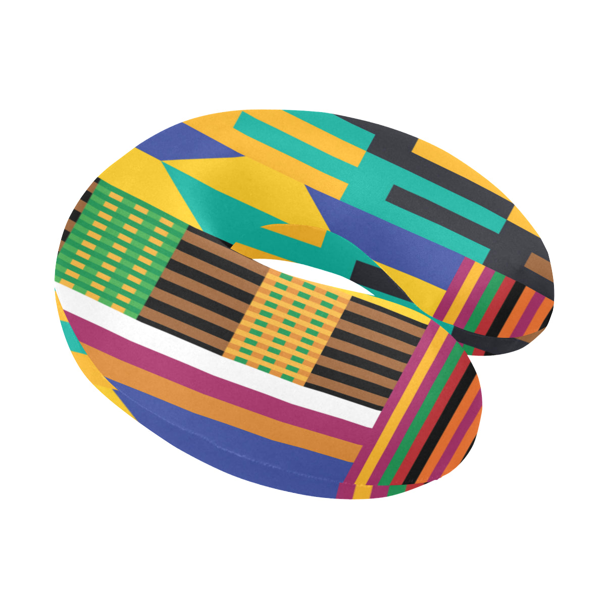 Kente Pattern Print Design 03 U-Shaped Travel Neck Pillow