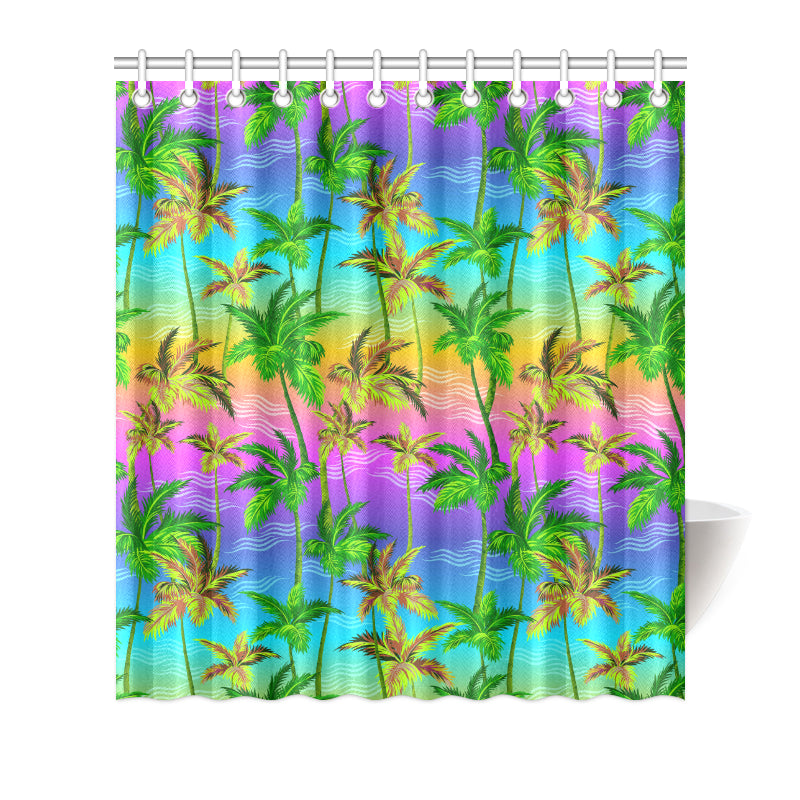 Palm Tree Rainbow Pattern Shower Curtain