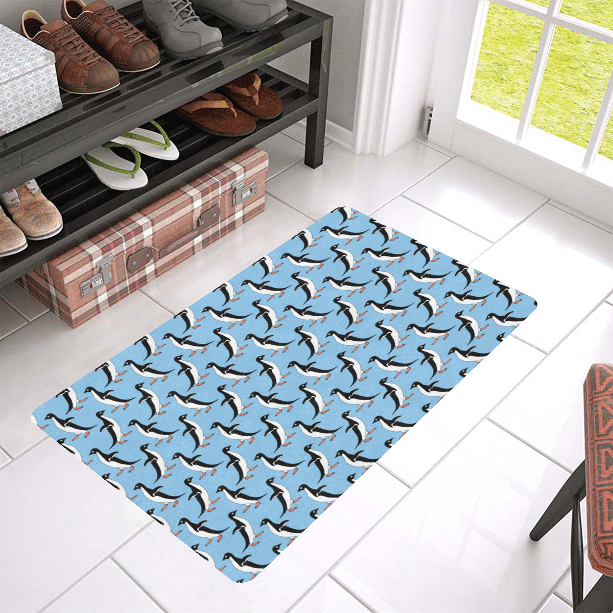 Penguin Dance Pattern Rubber Doormat