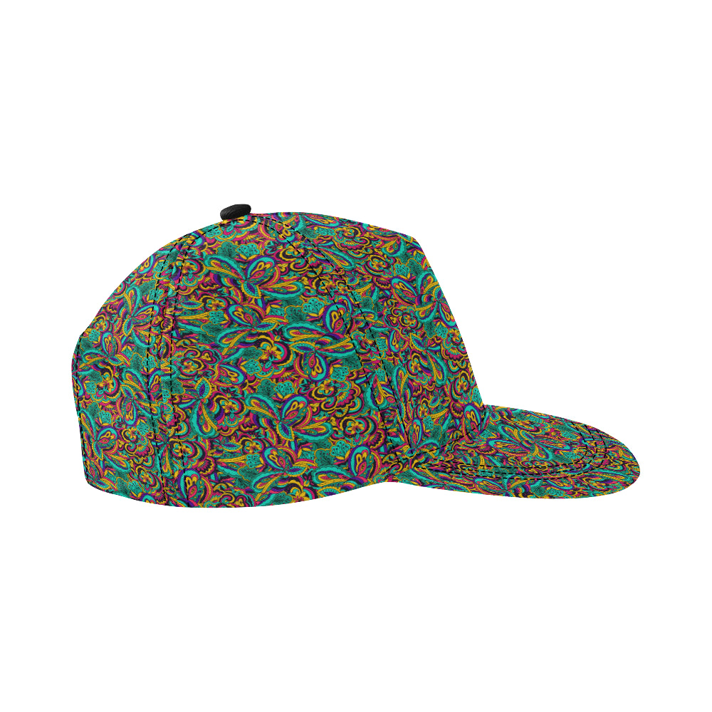 Psychedelic Trippy Floral Design Snapback Cap