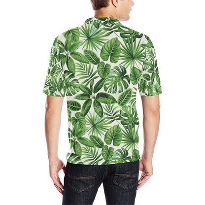 Tropical Flower Pattern Print Design TF013 Men Polo Shirt