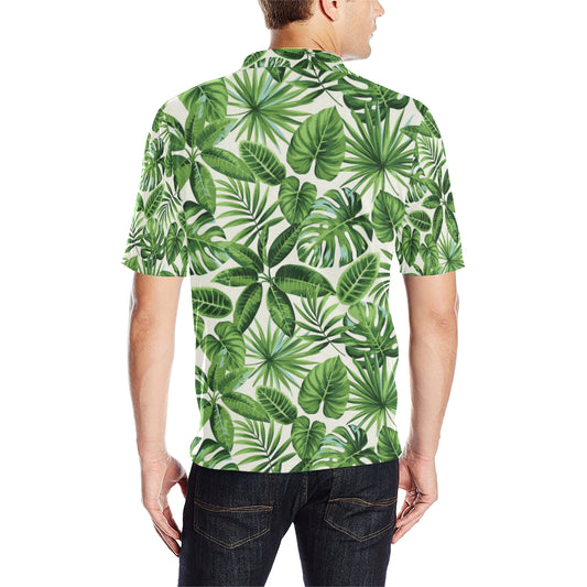 Tropical Flower Pattern Print Design TF013 Men Polo Shirt