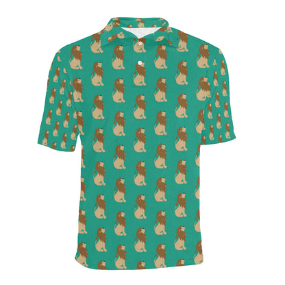 Lion Pattern Print Design 02 Men Polo Shirt