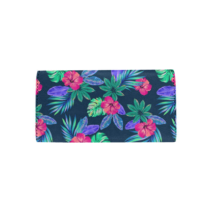 Tropical Flower Pattern Print Design TF09 Women's Trifold Wallet