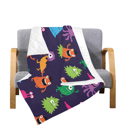 Monster Cartoon Pattern Print Design 02 Premium Quilt