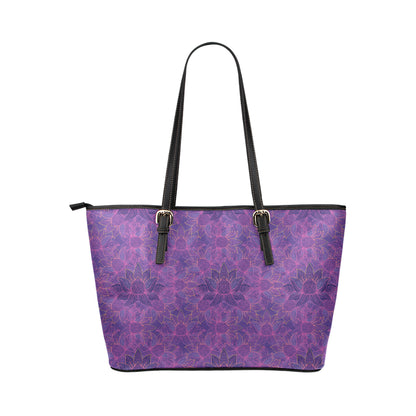 Bohemian Lotus Mandala Style Leather Tote Bag