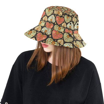Heart Boho Pattern Print Design HE04 Unisex Bucket Hat