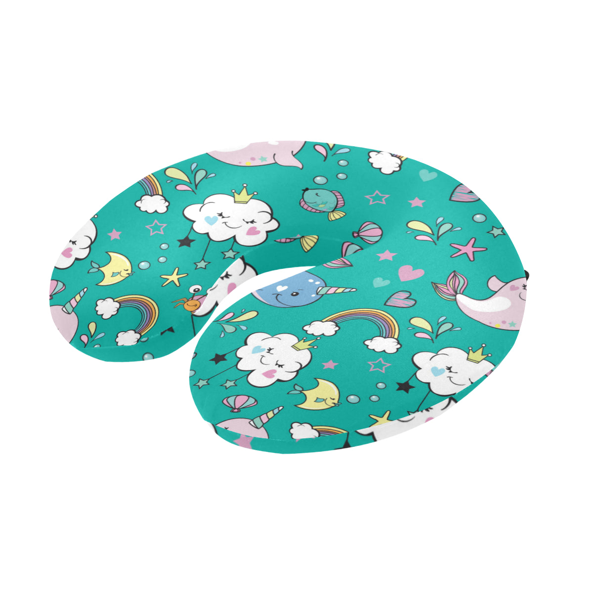 Narwhal Pattern Print Design 04 U-Shaped Travel Neck Pillow