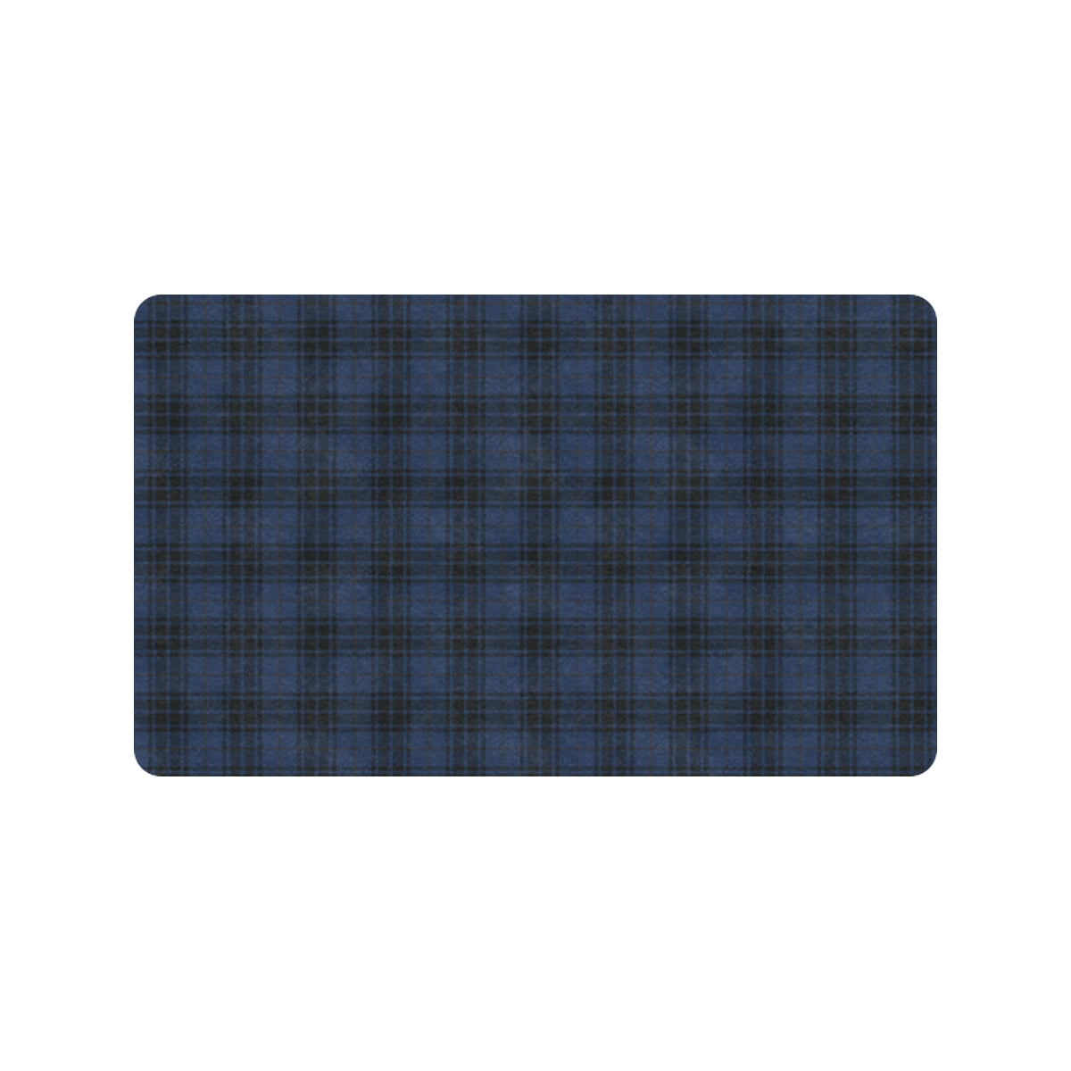 Navy Blue Tartan Plaid Pattern Rubber Doormat