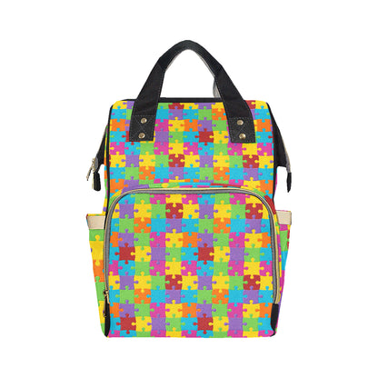 Autism Awareness Pattern Print Design 02 Diaper Bag Backpack
