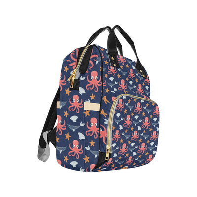 Octopus Pattern Print Design A04 Diaper Bag Backpack