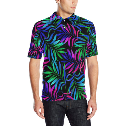 Tropical Flower Pattern Print Design TF010 Men Polo Shirt