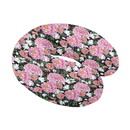 Dahlia Pattern Print Design 02 U-Shaped Travel Neck Pillow