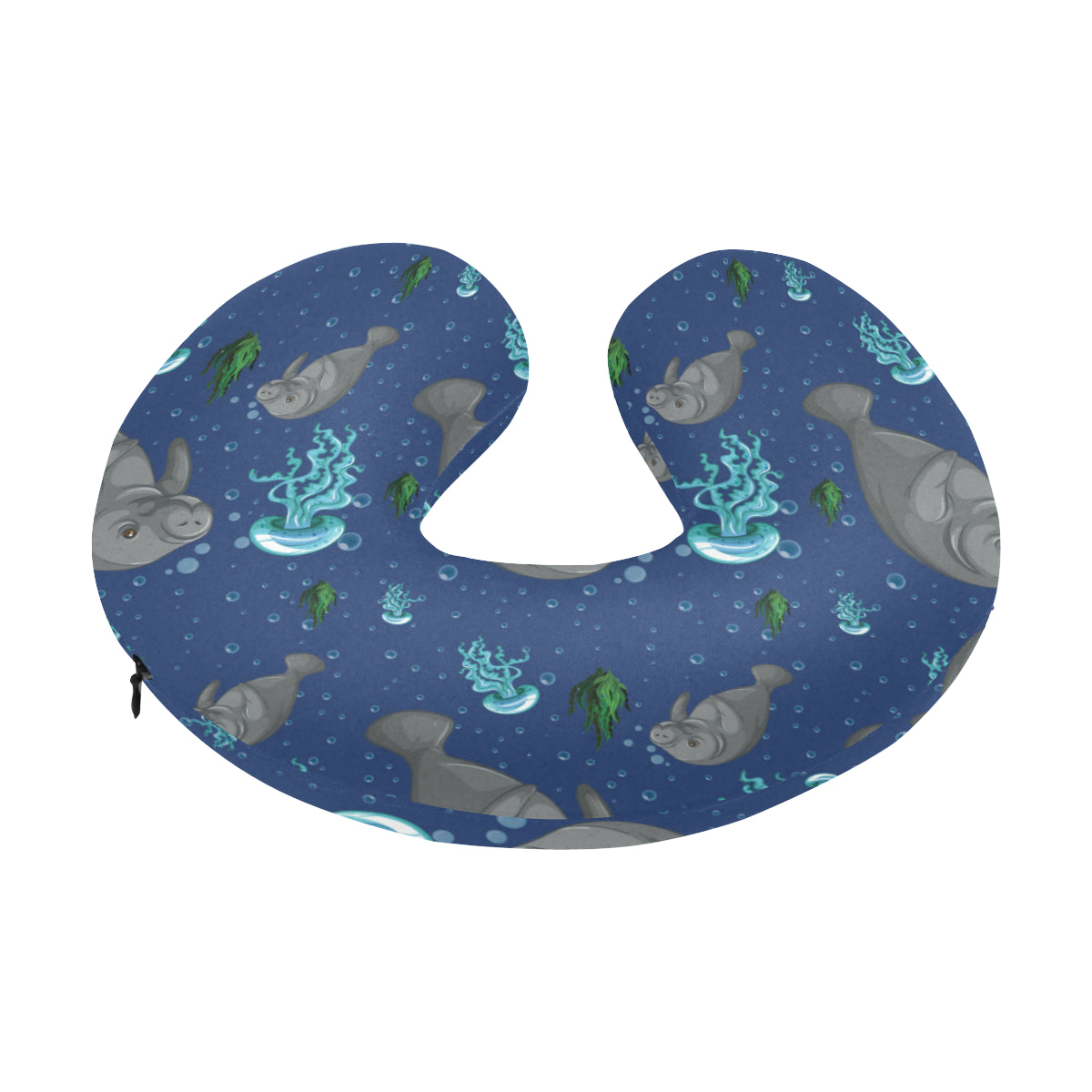 Manatee Pattern Print Design 01 U-Shaped Travel Neck Pillow