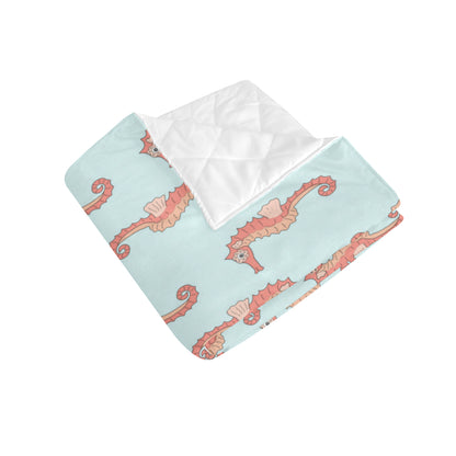 SeaHorse Pattern Print Design 01 Premium Quilt