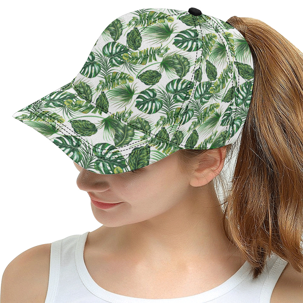 Green Pattern Tropical Palm Leaves Snapback Cap