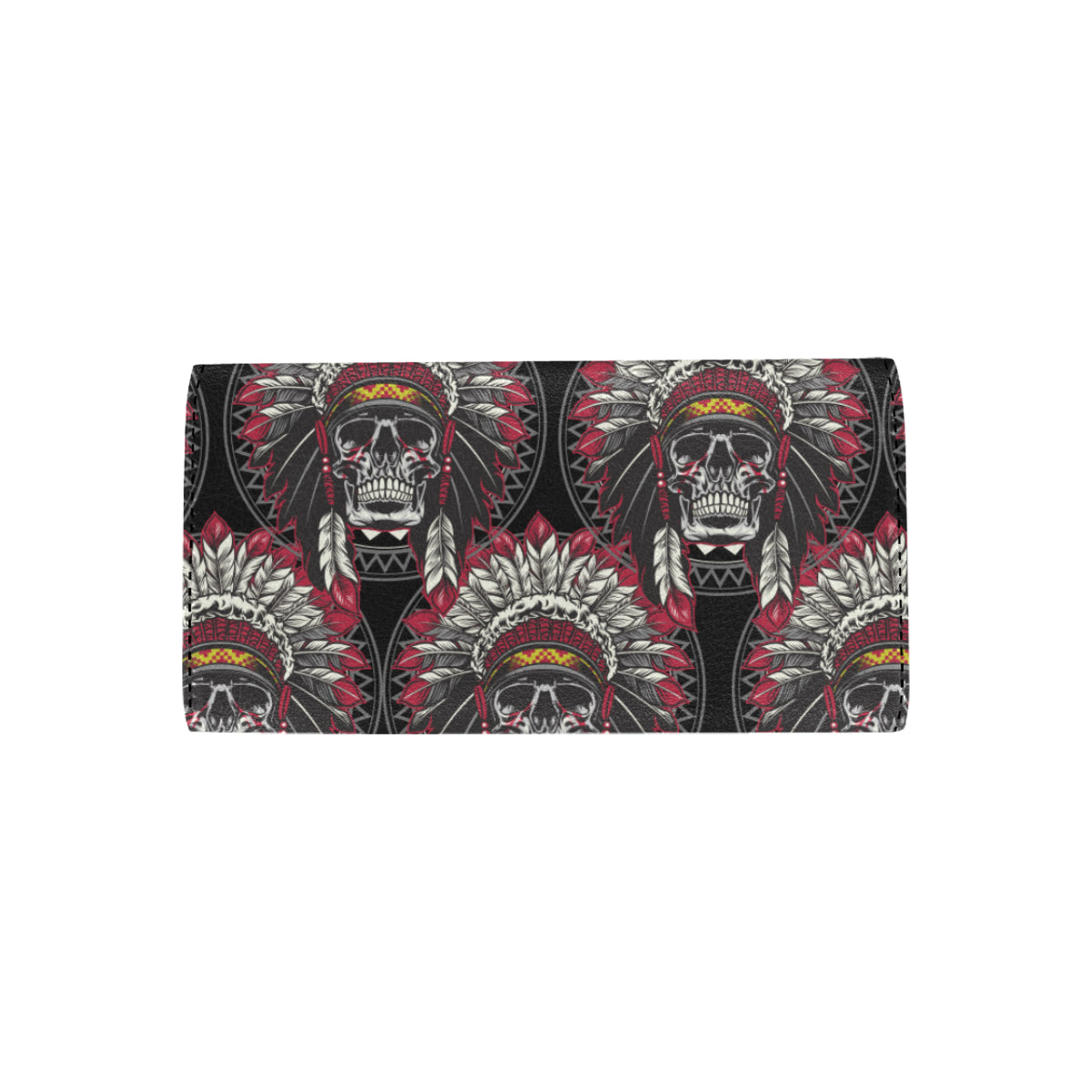 Native Indian Skull Women's Trifold Wallet