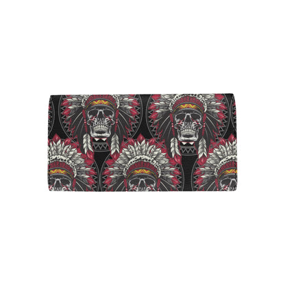 Native Indian Skull Women's Trifold Wallet