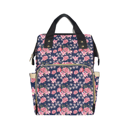 Rose Pattern Print Design A05 Diaper Bag Backpack