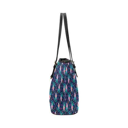 Mermaid Girl Cute Design Print Leather Tote Bag