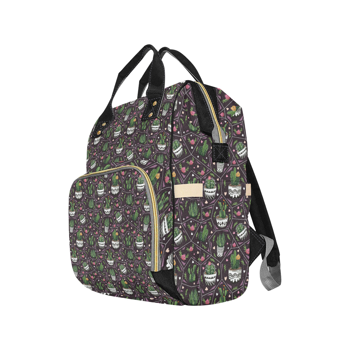 Cactus Pattern Print Design 03 Diaper Bag Backpack