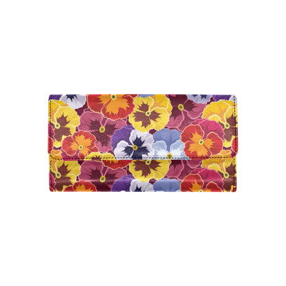 Pansy Pattern Print Design PS01 Women's Trifold Wallet