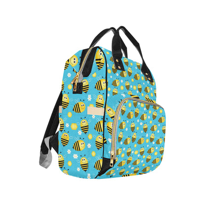 Bee Pattern Print Design BEE06 Diaper Bag Backpack
