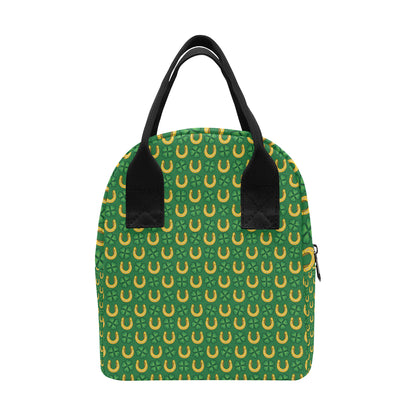 Shamrock Horseshoes Print Pattern Insulated Lunch Bag