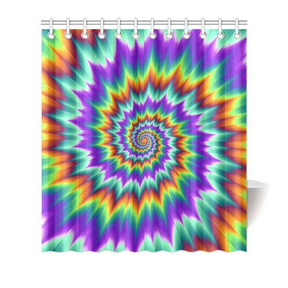 Optical illusion Pulsing fiery spirals Shower Curtain
