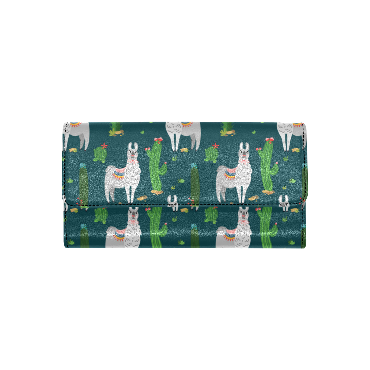 Llama Cactus Pattern Print Design 013 Women's Trifold Wallet