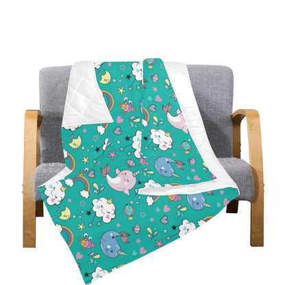 Narwhal Pattern Print Design 04 Premium Quilt