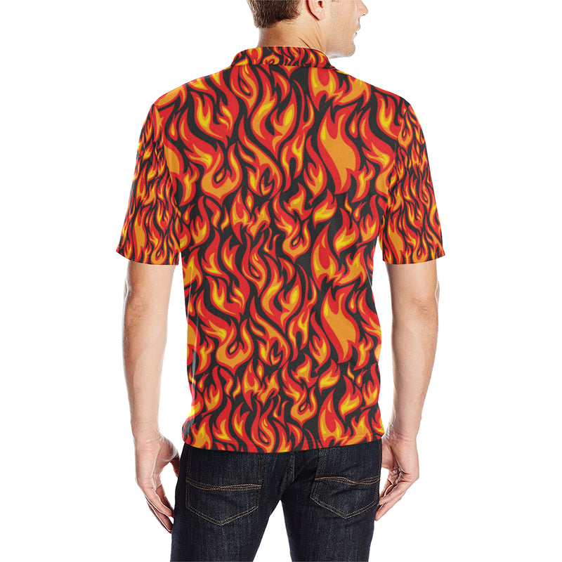 Flame Fire Print Pattern Men Polo Shirt