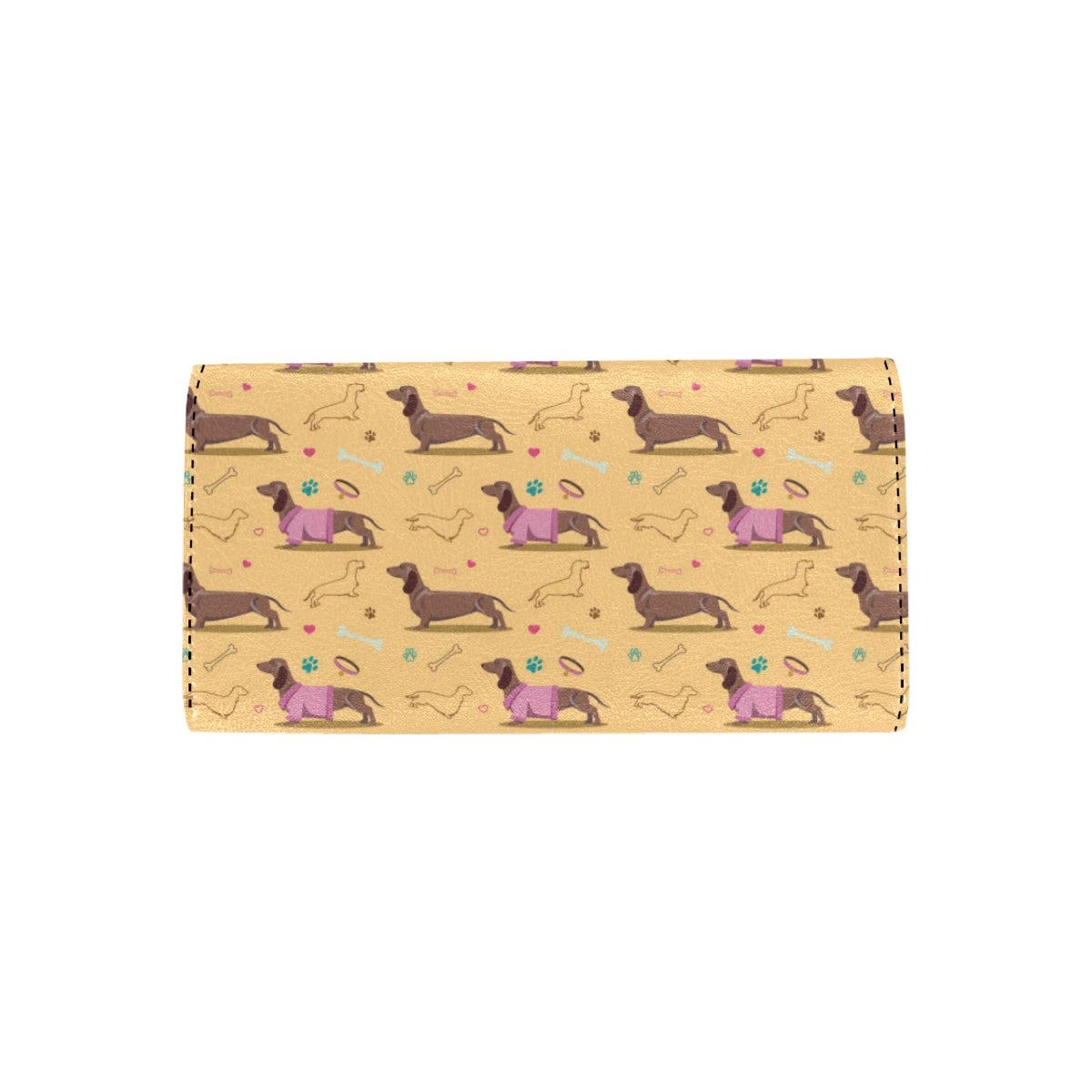 Dachshund Pattern Print Design 07 Women's Trifold Wallet