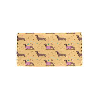 Dachshund Pattern Print Design 07 Women's Trifold Wallet