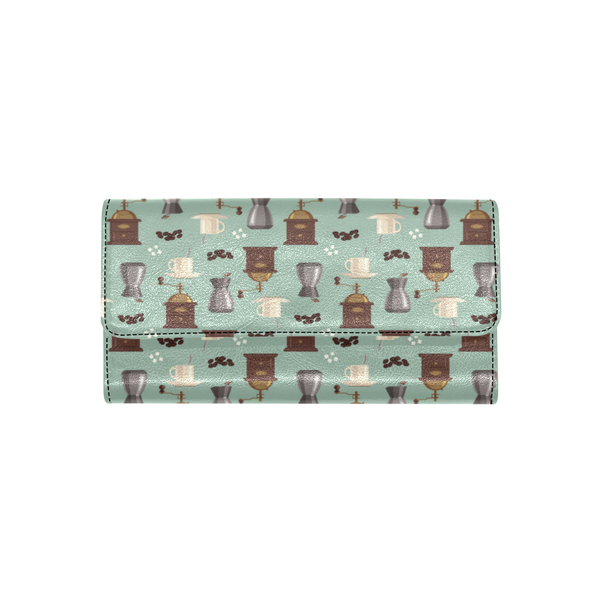 Coffee Pattern Print Design 04 Women's Trifold Wallet