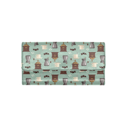 Coffee Pattern Print Design 04 Women's Trifold Wallet