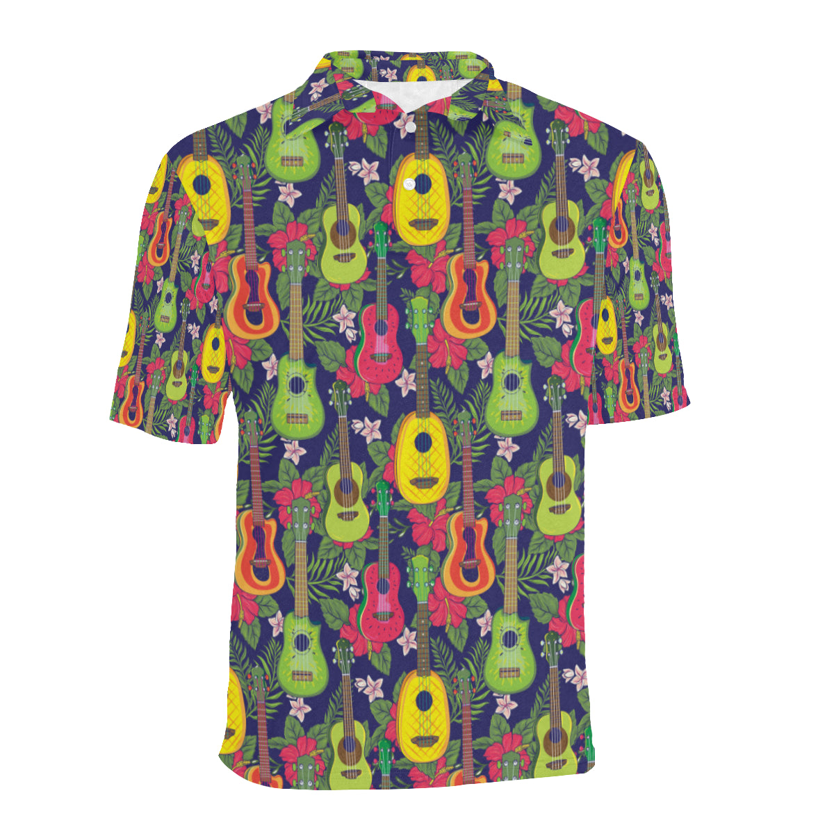 Ukulele Tropical Pattern Print Design 03 Men Polo Shirt