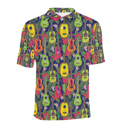 Ukulele Tropical Pattern Print Design 03 Men Polo Shirt