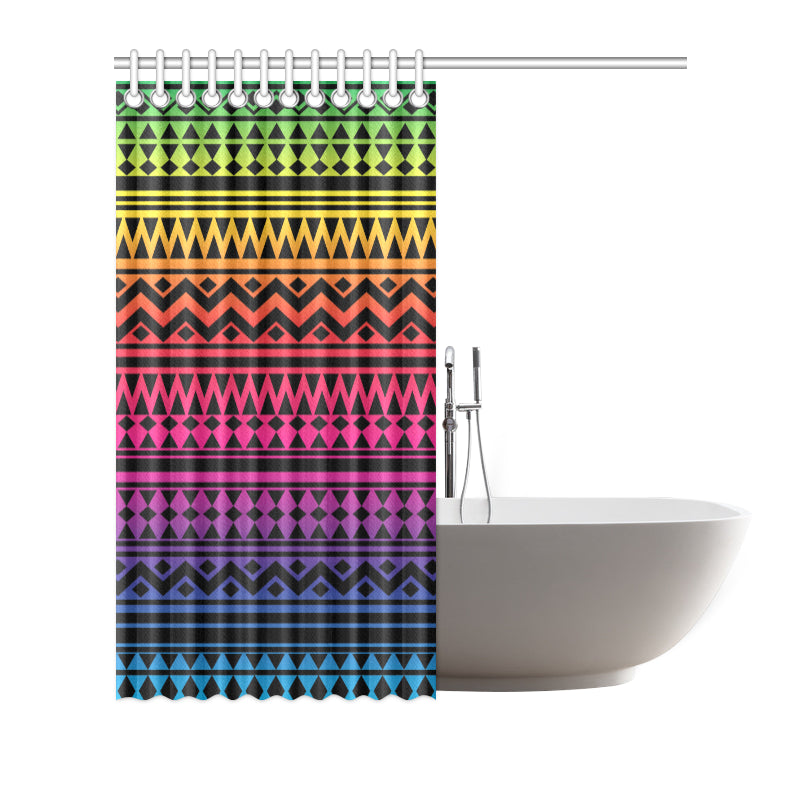 Rainbow Tribal Pattern Print Design A02 Shower Curtain