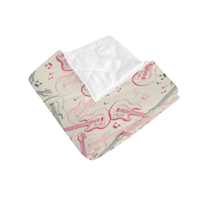 Bass Guitar Pattern Print Design 02 Premium Quilt