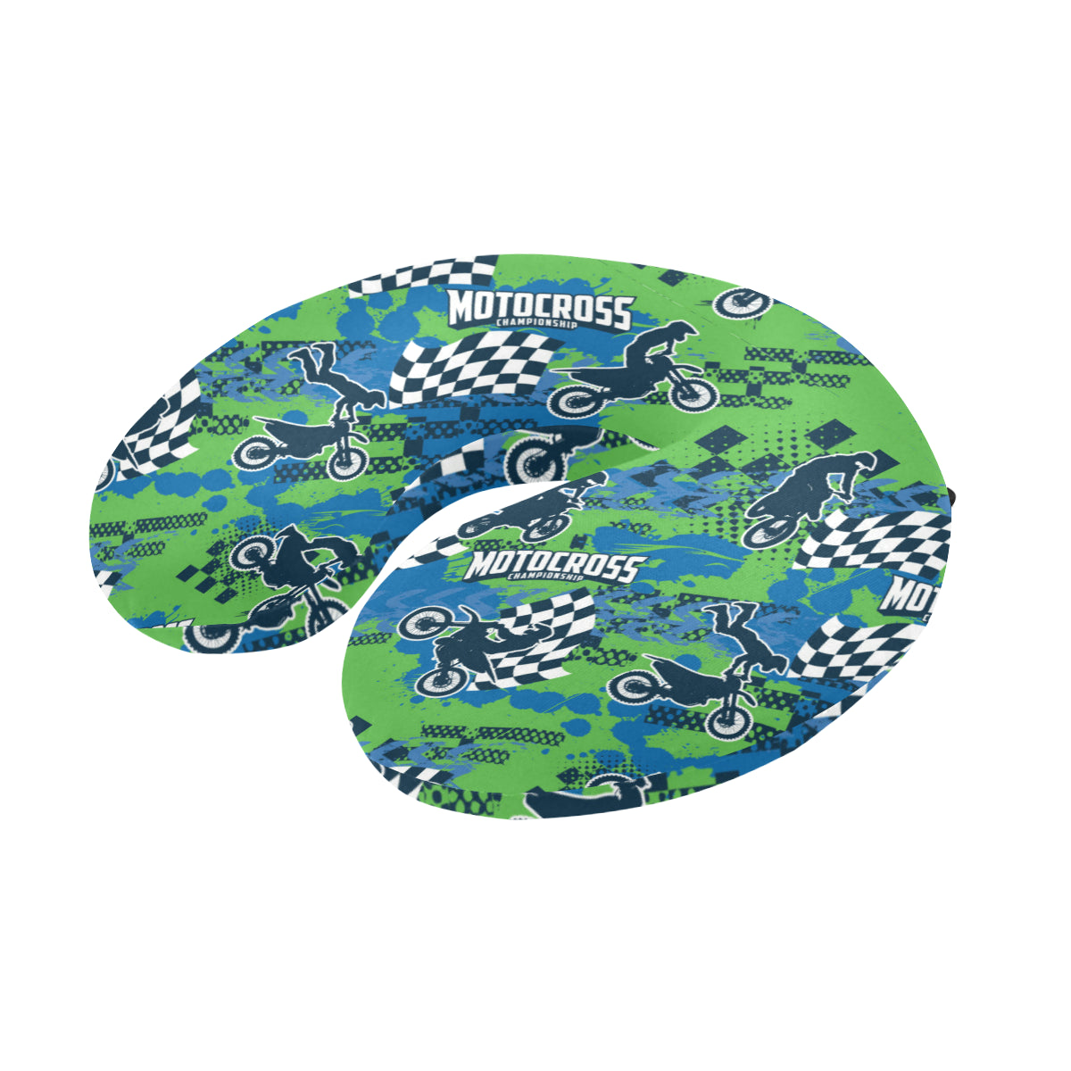 Motocross Pattern Print Design 04 U-Shaped Travel Neck Pillow