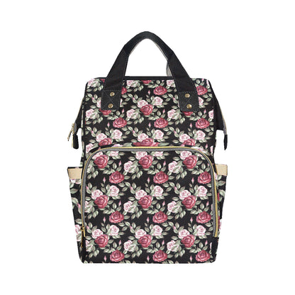 Rose Red Pink Pattern Print Design RO03 Diaper Bag Backpack