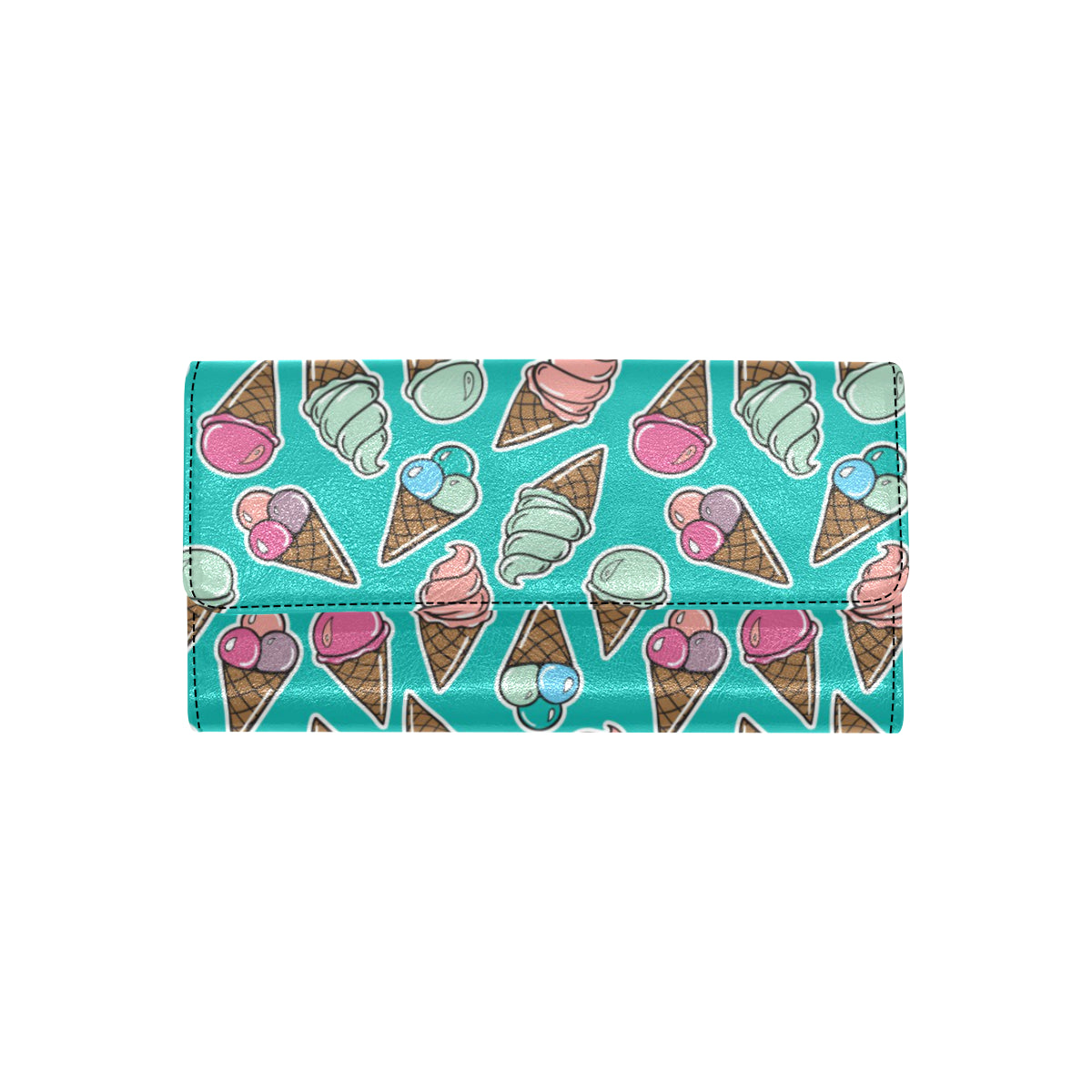 Ice Cream Pattern Print Design IC01 Women's Trifold Wallet